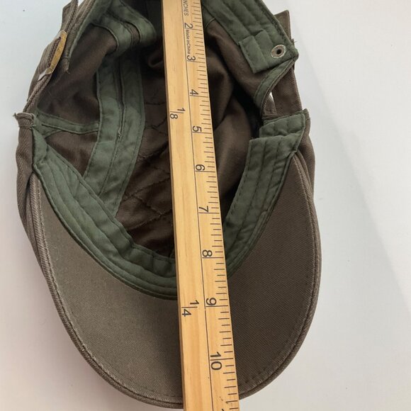 VTG Born Fashion Y2K Quilted Olive Green Cotton Flat Newsboy Cap Hat Adjustable - Picture 5 of 8